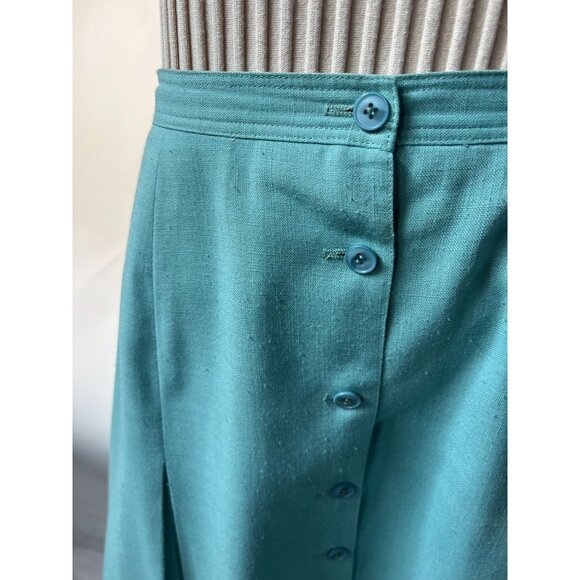 Jones New York Women's Size 14 Aqua Button-Front Pleated Midi Skirt - Picture 12 of 16